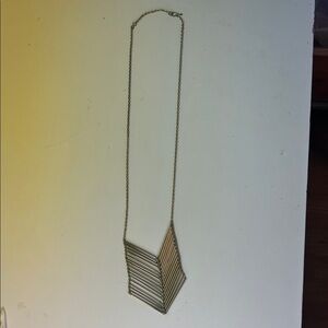 Geometric Chevron Bar Pendant Necklace in Gold Tone